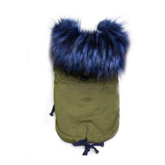 Army Green Одежда для домашних животных, зимнее пальто для собак, высокое качество, утолщенный негабаритный меховой воротник, хлопковое пальто для собак маленького и среднего размера, пальто для щенков - Цвет: Army Green