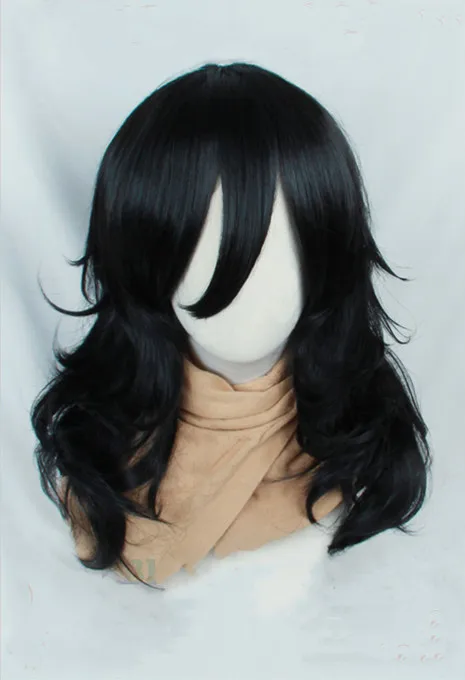 

Anime My Hero Academia Akademia Shouta Aizawa 45cm Black Wavy Wig Heat Resistant Cosplay Costume Wig + Wig Cap