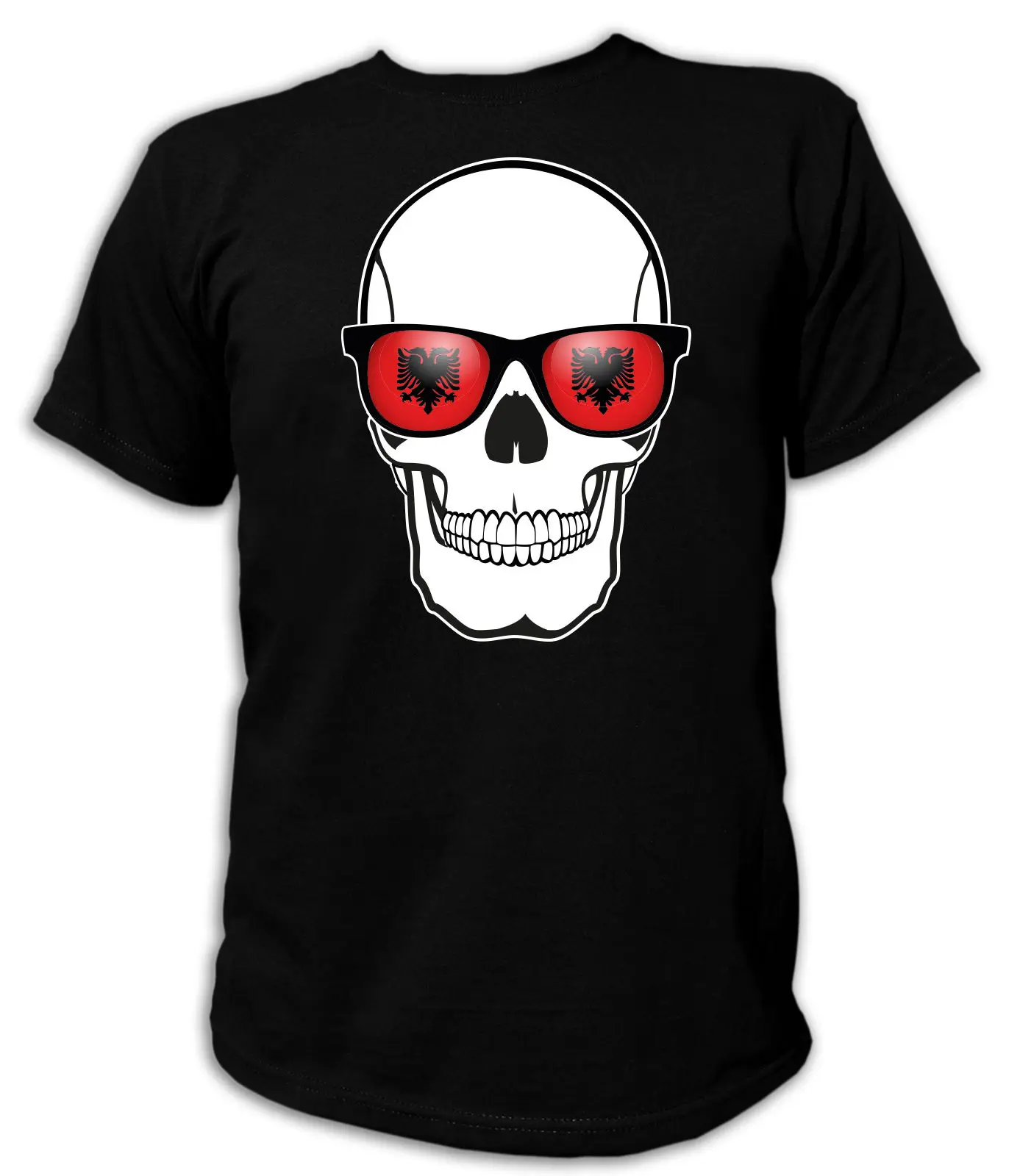 Футболка Череп флаг с очками-Albanien Totenkopf Fuball Fan Biker Rock 100% хлопок новинка футболки |