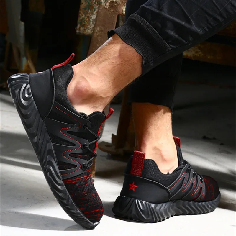 Safety Shoes with Steel Toe Cap Waterproof Safety Sneakers with Reflective Strip Shoe for Construction Weld Work Safety Shoes