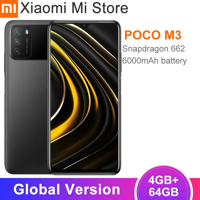 Versión Global POCO M3 Smartphone Snapdragon 662 Octa Core 4GB RAM 64GB ROM 6000mAh batería 48MP Cámara teléfono móvil