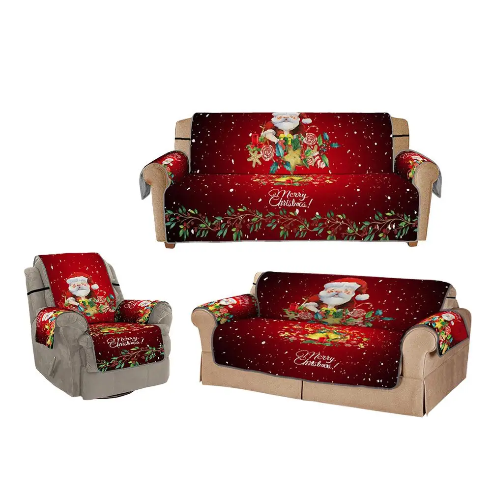 Рождество 3D цифровые печатные красный диван крышка для защиты от пыли-1 шт./2/3 местный эластичные защитные крышки стирать в стиральной машине для диванов
