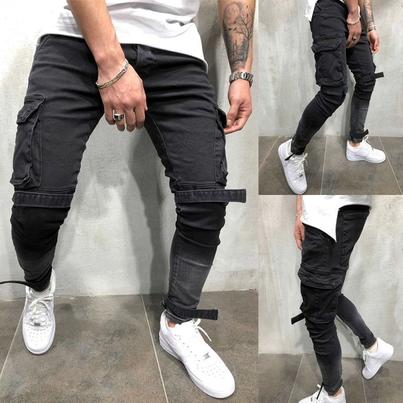 Nuevos pantalones negros para 2019 ropa de calle para vaqueros ceñidos rayados|Pantalones tipo cargo| - AliExpress
