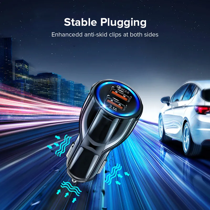 Автомобильное зарядное устройство GETIHU с двумя USB портами быстрая зарядка 18 Вт