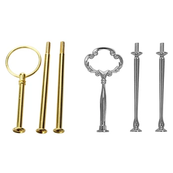 

5 Wedding Metal Gold 3 Tier Cake Stand Center & 10Set 2 3 Tier Cake Plate Stand Heavy Metal Center Handle