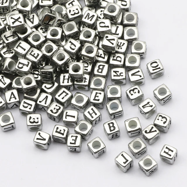 4x7mm 6mm Russian Letters Number Acrylic Beads Round Square Letter Beads  For Jewelry Making DIY Handmade Key Chain Accessories