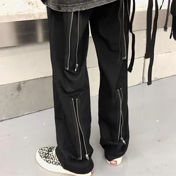 

New Arrival Wide Legs Long Pants Korean retro back zip straight pants casual Loose pants trousers for Couple Lovers Hot Selling