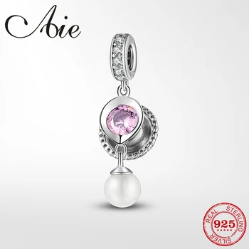 

New 925 Sterling Silver Exquisite wine glass Pink CZ pendants beads Fit Pandora Women Bracelets Bangles DIY Jewelry Making
