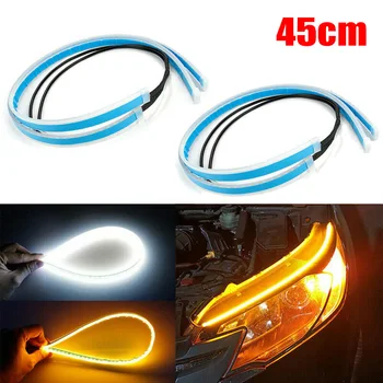 

Universal 12V DC 20W 2pcs 45CM Auto Lamps LED Car Headlight Strip Light DRL Slim Flexible Turn Signal Waterproof Accessories