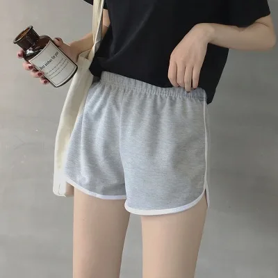 

Summer New Style Korean-style Large Size Loose-Fit Household Trousers Contrast Color Casual Sports Shorts Elastic Waist Cotton-p