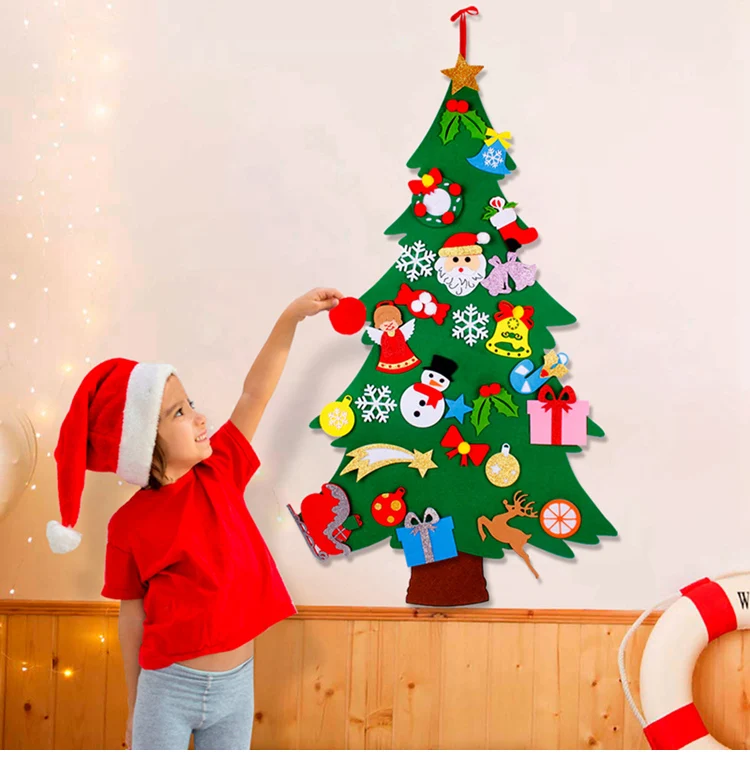 QIFU 3D DIY Felt Christmas Tree Christmas Decorations for Home Christmas Tree Decoration Xmas Gifts New Year Navidad Noel