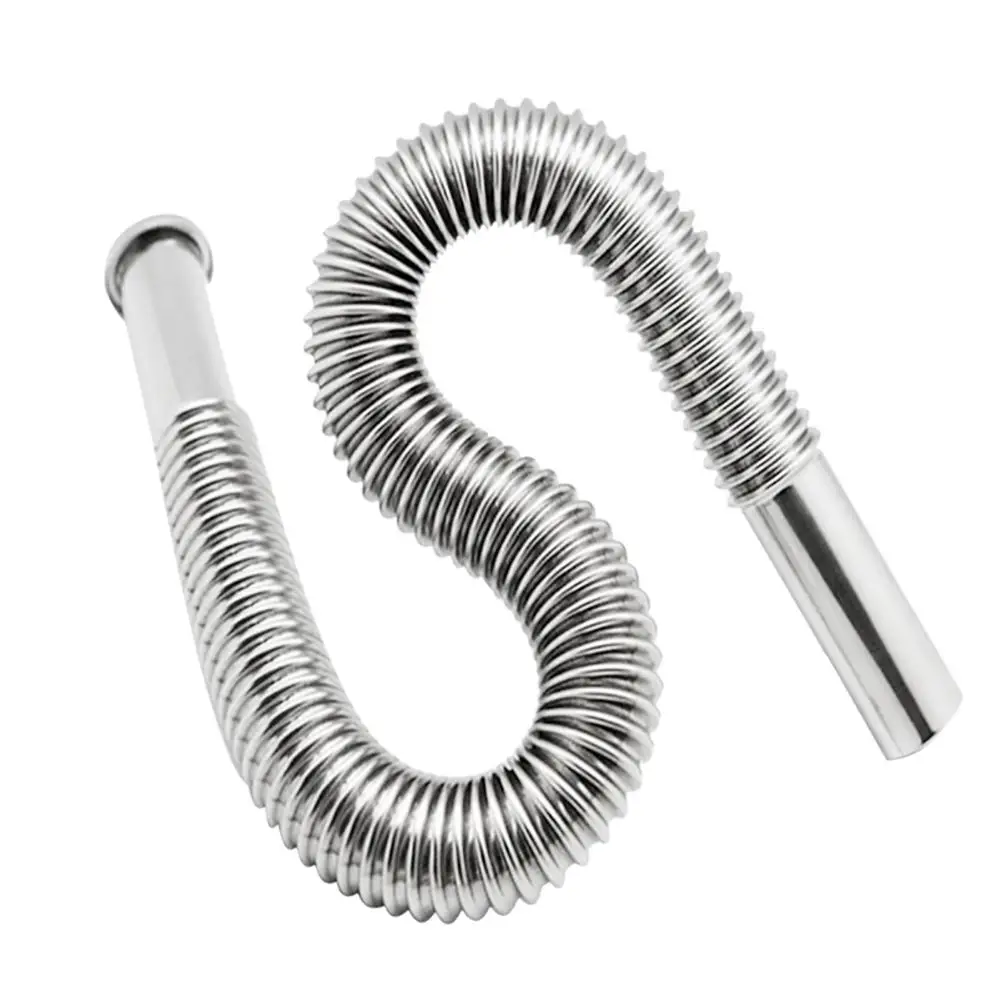Universal Sink Drain Pipe Flexible Expandable S-Trap Stainless Steel Accessory For Kitchen Lavatory Deodorant Sewer Hose Drain sink basin pipe deodorization 82cm retractable flexible drain tube detachable leak proof tub hose accessory