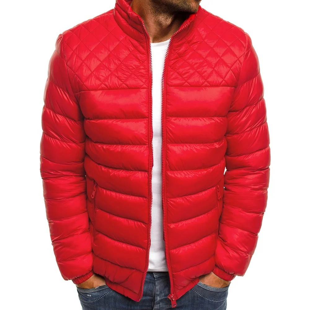 ZOGAA, зимняя мужская парка,, светильник, теплое пальто, Повседневная Верхняя одежда со стоячим воротником, Мужская парка, куртка, Мужская плотная куртка - Цвет: Красный