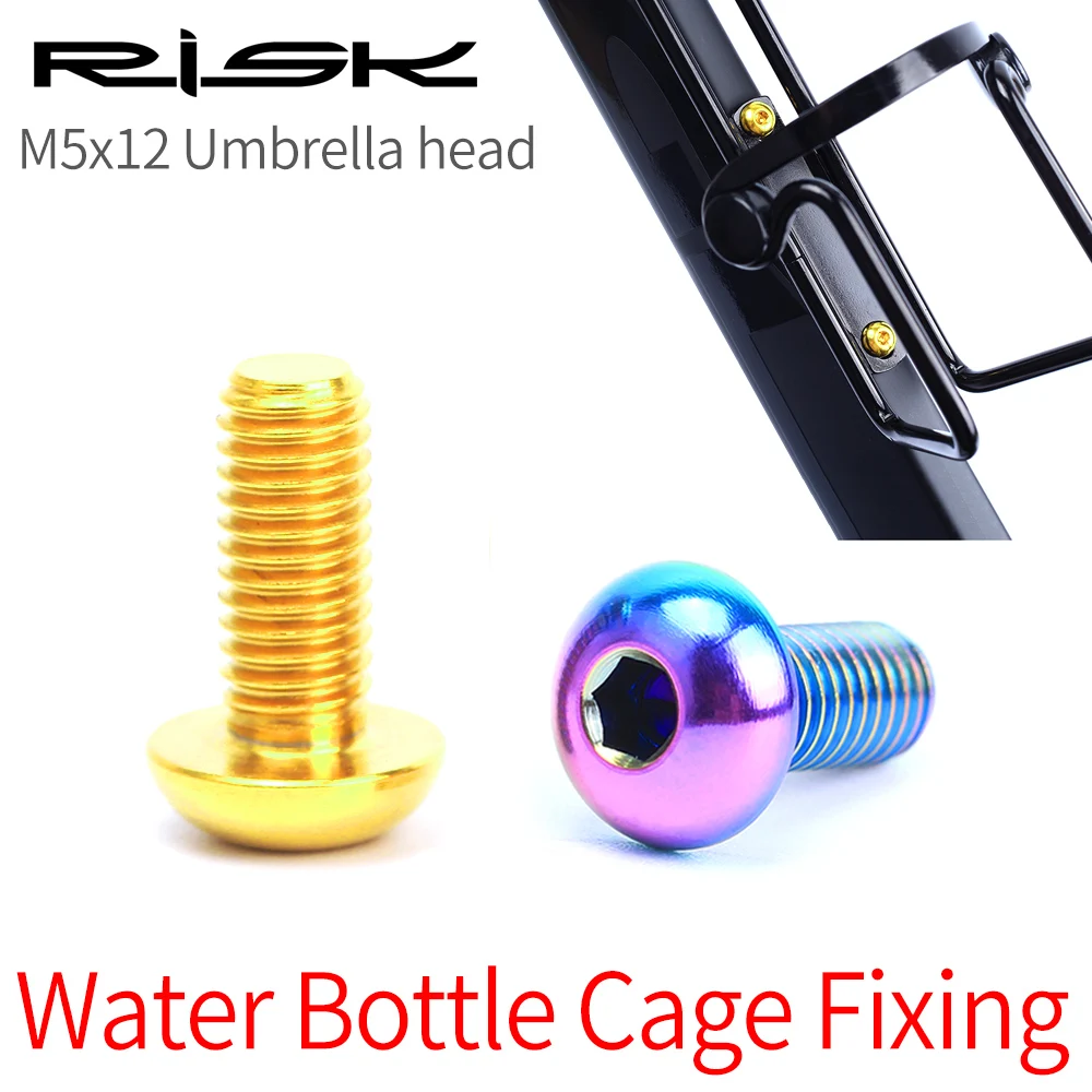 

RISK 2pcs/set Road Mountain Titanium Alloy Bike Bicycle M5x12 Water Bottle Cage Fixing Bolts Air Pump Holder Fixed Screws