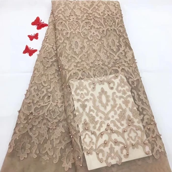 

2019 Latest Beads Lace Fabrics High Quality Nigerian Wedding Lace Fashion French Mesh Material For Bead Lace Fabric FJ28301