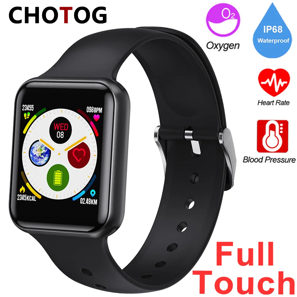 

Smart Watch Men Full Touch Screen Ip68 Waterproof Blood Pressure Smartwatch Women Heart Rate Monitor Watch Smart For Android IOS