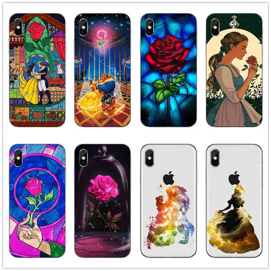 Мягкий прозрачный чехол для телефона beauty Beast Rose Princess из ТПУ iPhone 7 7Plus 6 6S Plus 8 8plus 5 5S SE