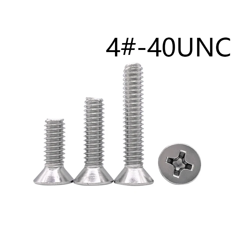 100PCS 4-40 UNC Stainless steel 304 American Standard Countersunk Head Cross Screw Furniture Fastener Bolt Length 3/16-2 | Обустройство