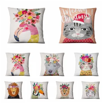 

Super Soft Velvet Printed Pillowcase Animal In Floral Cushion Decorative Pillow Home Decor Sofa Throw Pillows 45*45cm Almofadas
