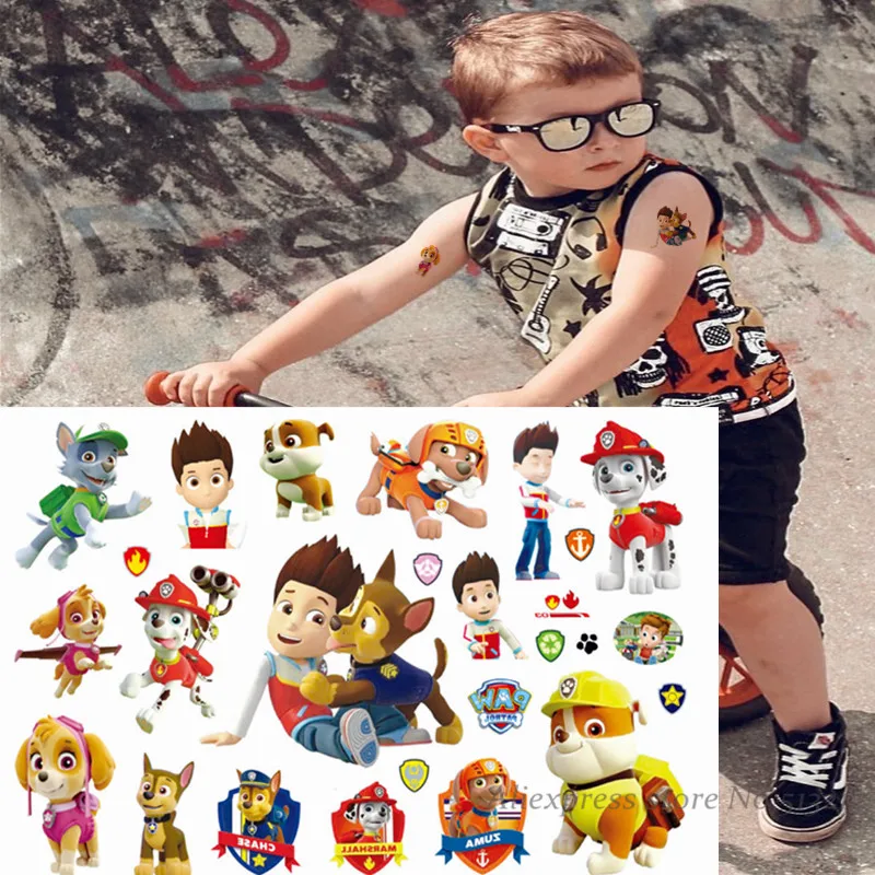 Paw Patrol Мультфильм Временные татуировки наклейки для мальчиков детские игрушки бумага для тату паста водонепроницаемые вечерние подарок для детей