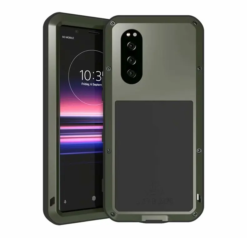 Love Mei мощный чехол для sony Xperia 5 Life водонепроницаемый ударопрочный 360 полная защита жесткий алюминиевый металлический Броня двухслойный
