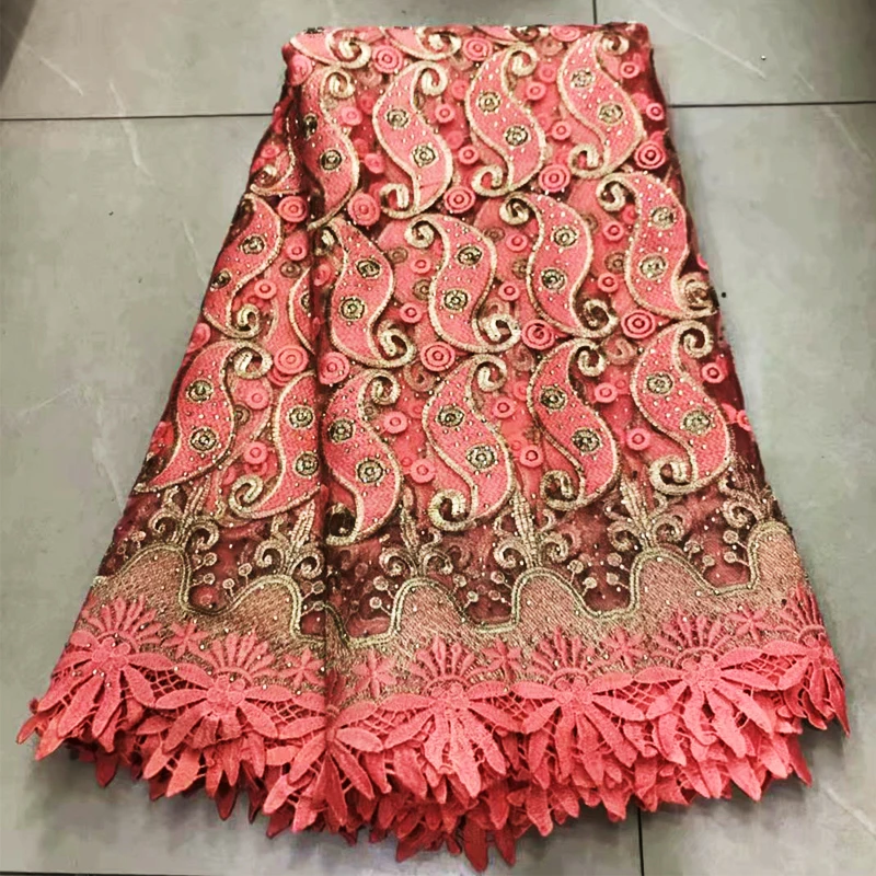 

colorful African Lace Fabric 2019 Embroidery Nigerian Beads Lace Fabric.High Quality Stones French Tulle Lace Fabric For Women