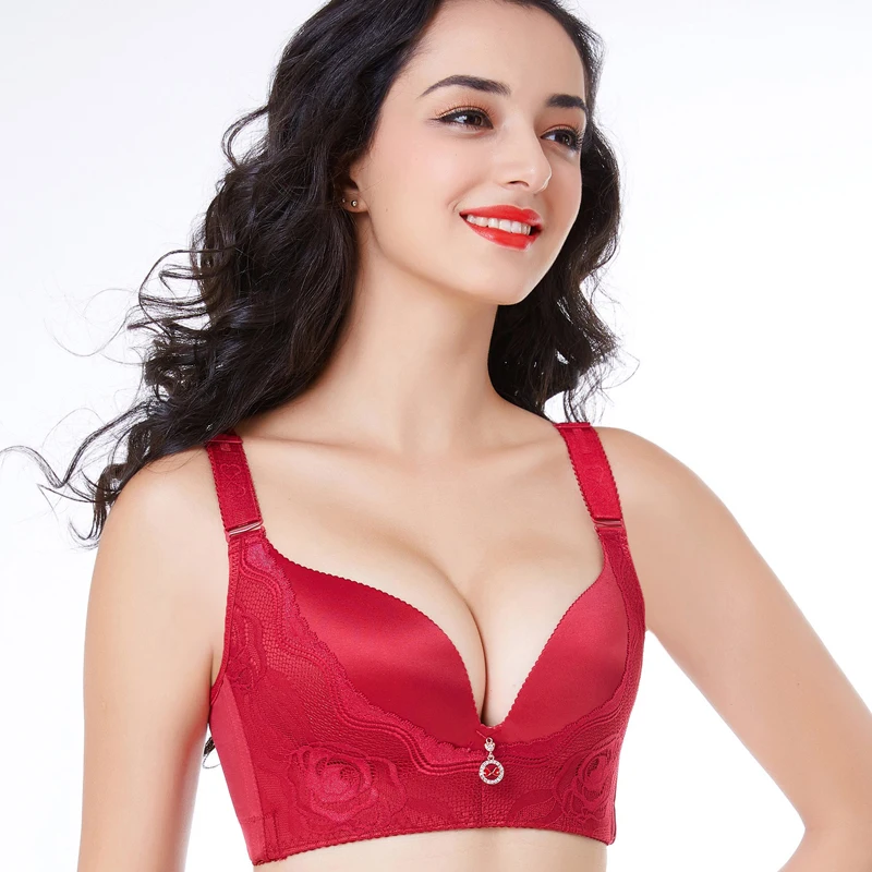 34C-50 D E черный бежевый фиолетовый бюстгальтер для Wemen, кружевной бюстгальтер с застежкой на спине пять крючков и глаз, пуш-ап беспроводное красное нижнее белье