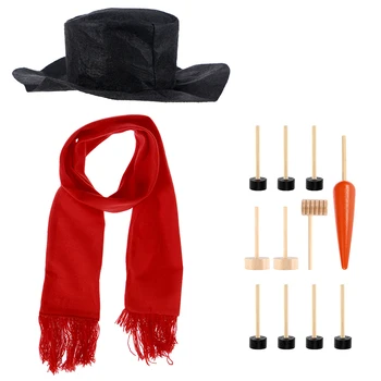 

Snowman Decorating Dressing Kit Winter Holiday Outdoor Christmas Gift Hat Scarf Pipe Eyes Mouth Button Nose Accessories