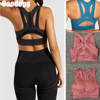 

Retro Seamless Sports Bra For Women Fitness Strappy Yoga Bra Adjustable Workout Gym Crop Top High Impact Padded Bras