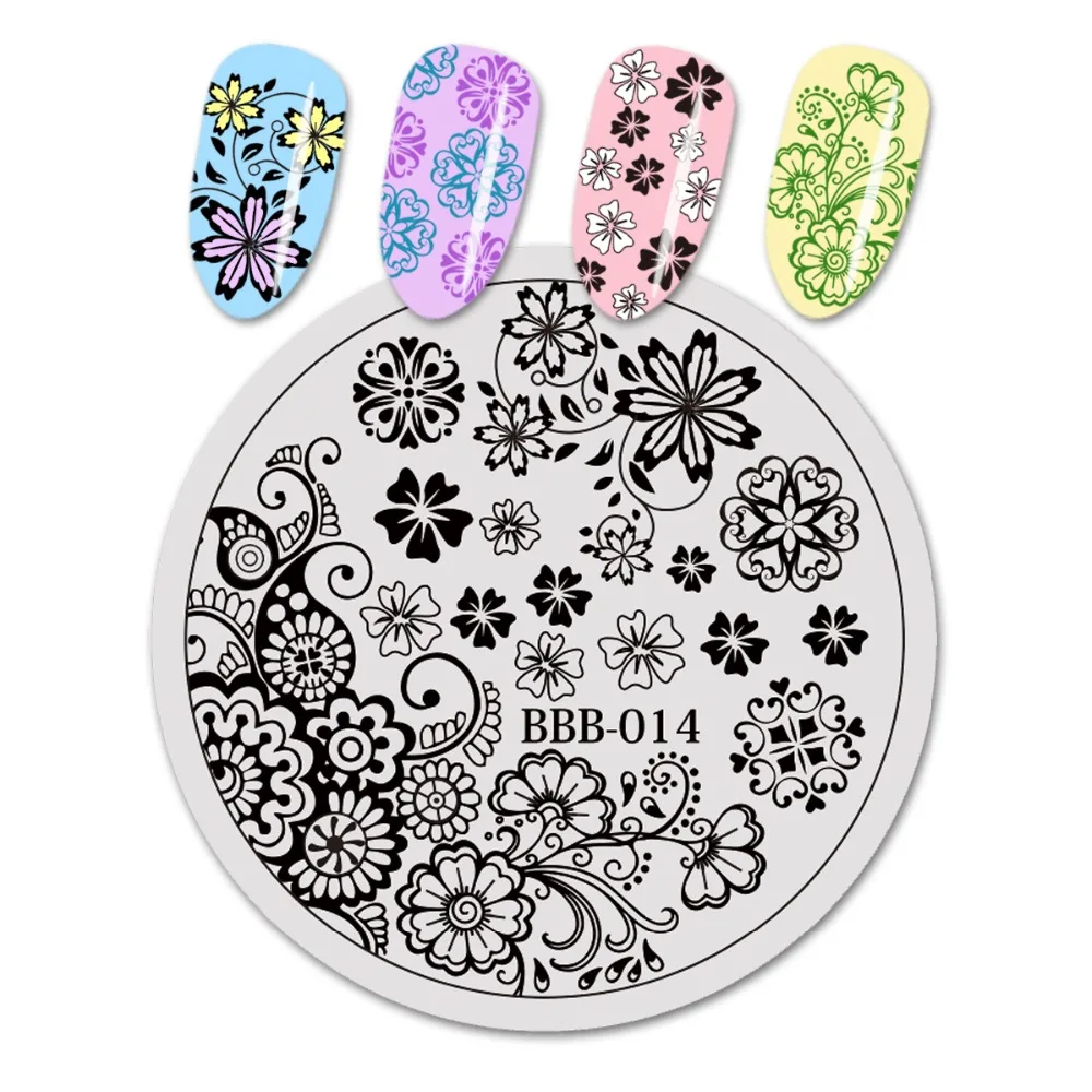 

BeautyBigBang 5.6*5.6cm Stamping Plates for nails Flower Pattern Nail Art Stamp Stencils Transfer Template Stamping BBB-014