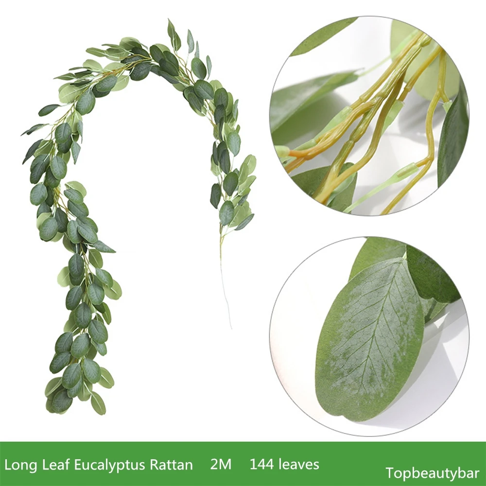 

10PCS/LOT Artificial Plants Long Leaf Eucalyptus Leaf Rattan Ivy Silk Plants Fake Flower Wedding Home Decoration Photography