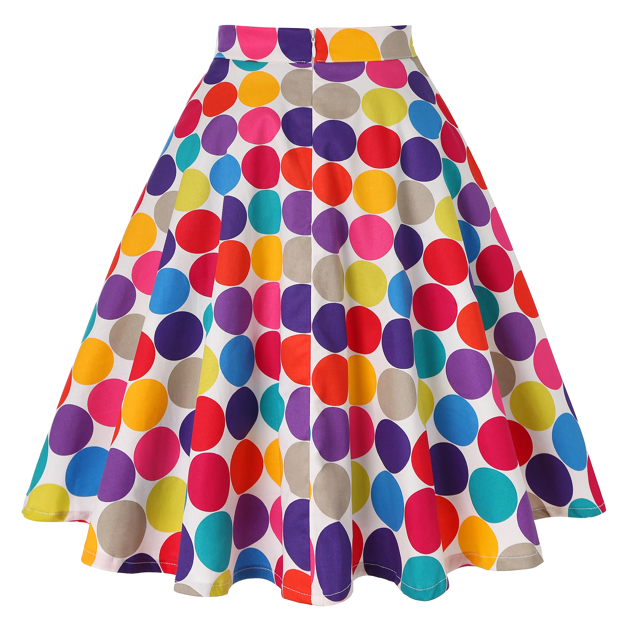 Разноцветная Женская юбка в горошек летняя школьная с высокой талией 1950 х годов