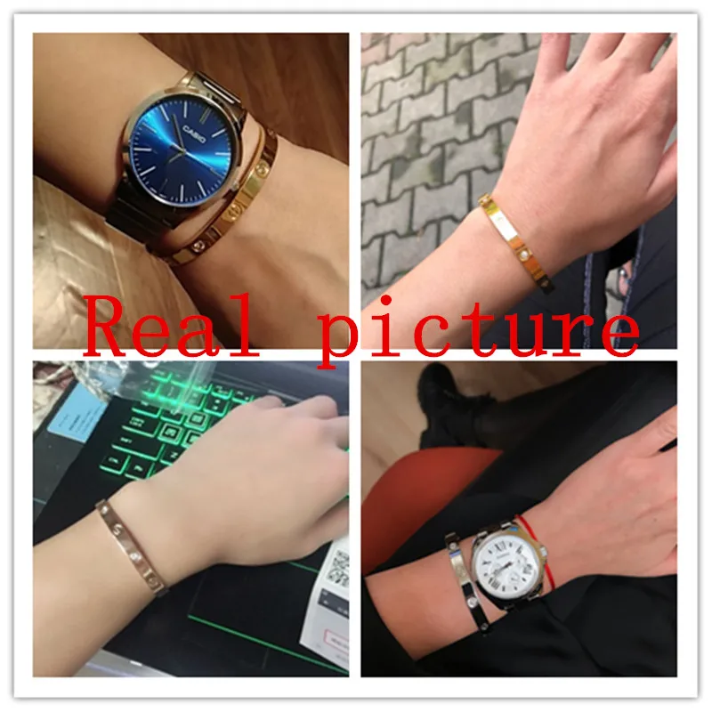 Fashion Jewelry Lover Couple Bracelet Stainless Steel Gold Color Cross Screw Bracelets & Bangles For Men Women Jewelry B008-1 bangle bracelet stainless steel bracelet