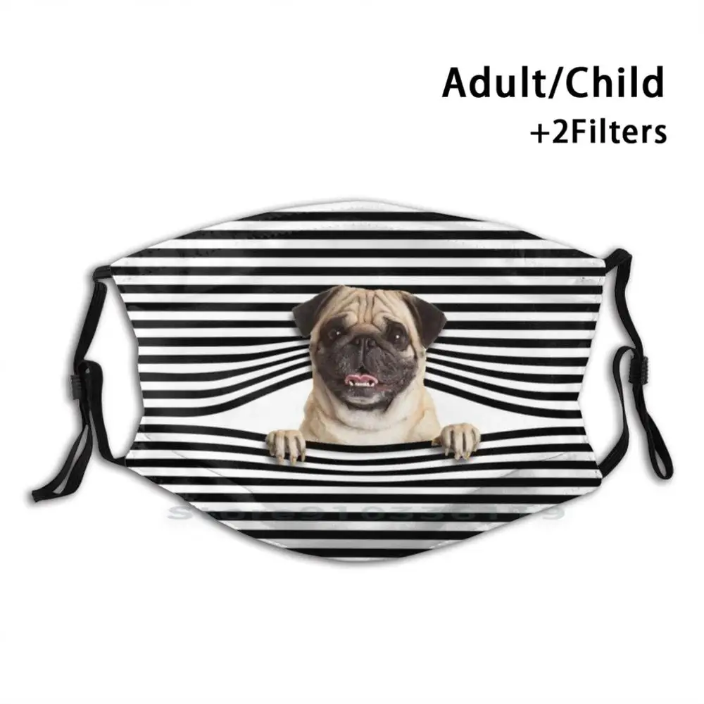 

Funny Pug Puppy Design Anti Dust Filter Washable Face Mask Kids Funny Dog Cute Meme Animal Puppy Animals Dogs Puppies Pet Dog