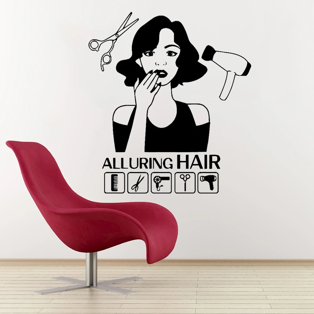 Lovely Hair Cut Wall Stickers Beauty Hairstyle Design Salon Decor Fashion  Vinyl Wall Sticker Nursery Kids Room Decorative Z408|Wall Stickers| -  AliExpress