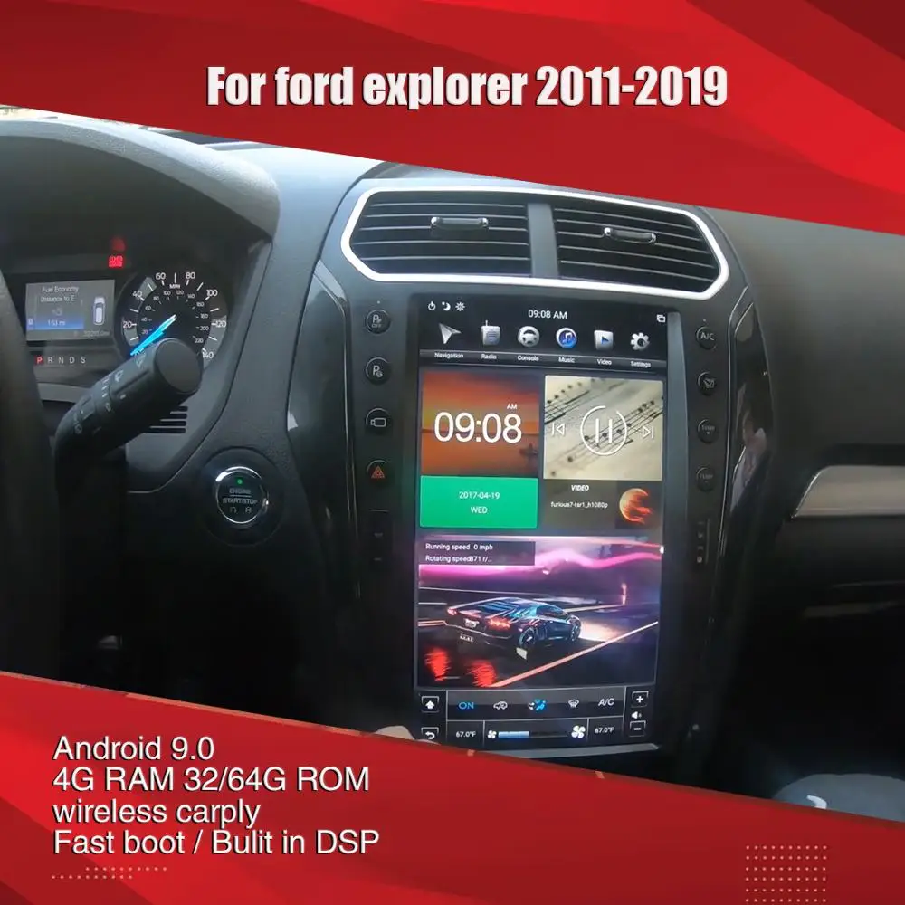 Aucar Tesla 13 6 дюймов для ford Explorer Android мультимедийный автомобильный радиоприемник 2011