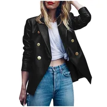 ^#Cheap Helisopus New Autumn Winter Women Blazer Jacket Solid Color Leather Office Lady Jacket Coat Notched Slim Outerwear ^#Cheap Helisopus New Autumn Winter Women Blazer Jacket Solid Color Leather Office Lady Jacket Coat Notched Slim Outerwear