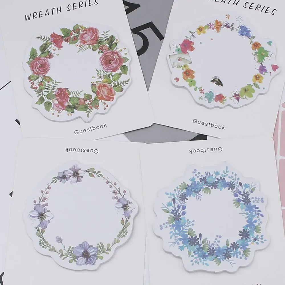 26 sheets/pad Cute Garland Wreath Self-Adhesive Memo Pad Sticky Notepad Page Marker Planner Sticker School Office Supplies