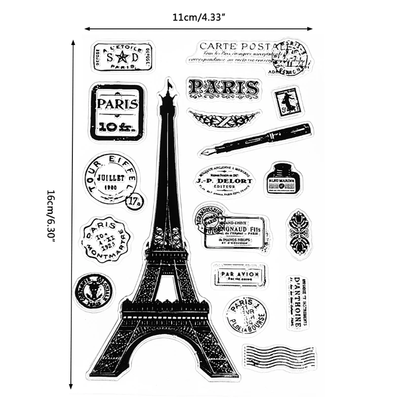 Paris Tower Transparent Silicone Clear Rubber Stamp Cling Diary DIY Scrapbooking