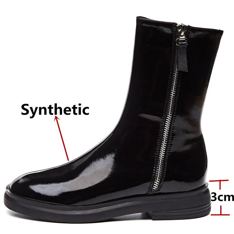 FEDONAS New Retro Woman Antumn Winter Warm Snow Boots Casual Shoes Side Zipper Motorcycle Boots Mid-calf Boots Rome Shoes Woman