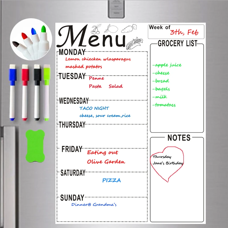 Menu Semaine Frigo Tableau Blanc Tableau Blanc Effacable Avis