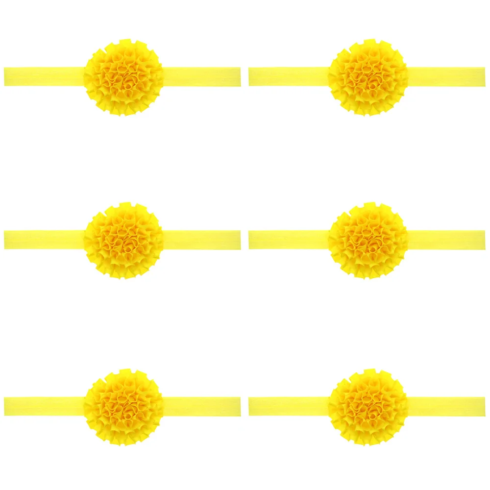 Yellow-6 PCS 6 шт.; плиссированные Цветочные головные уборы для новорожденных; эластичная повязка на голову; Однотонные резинки для волос; HATWO1015 - Цвет: Yellow-6 PCS