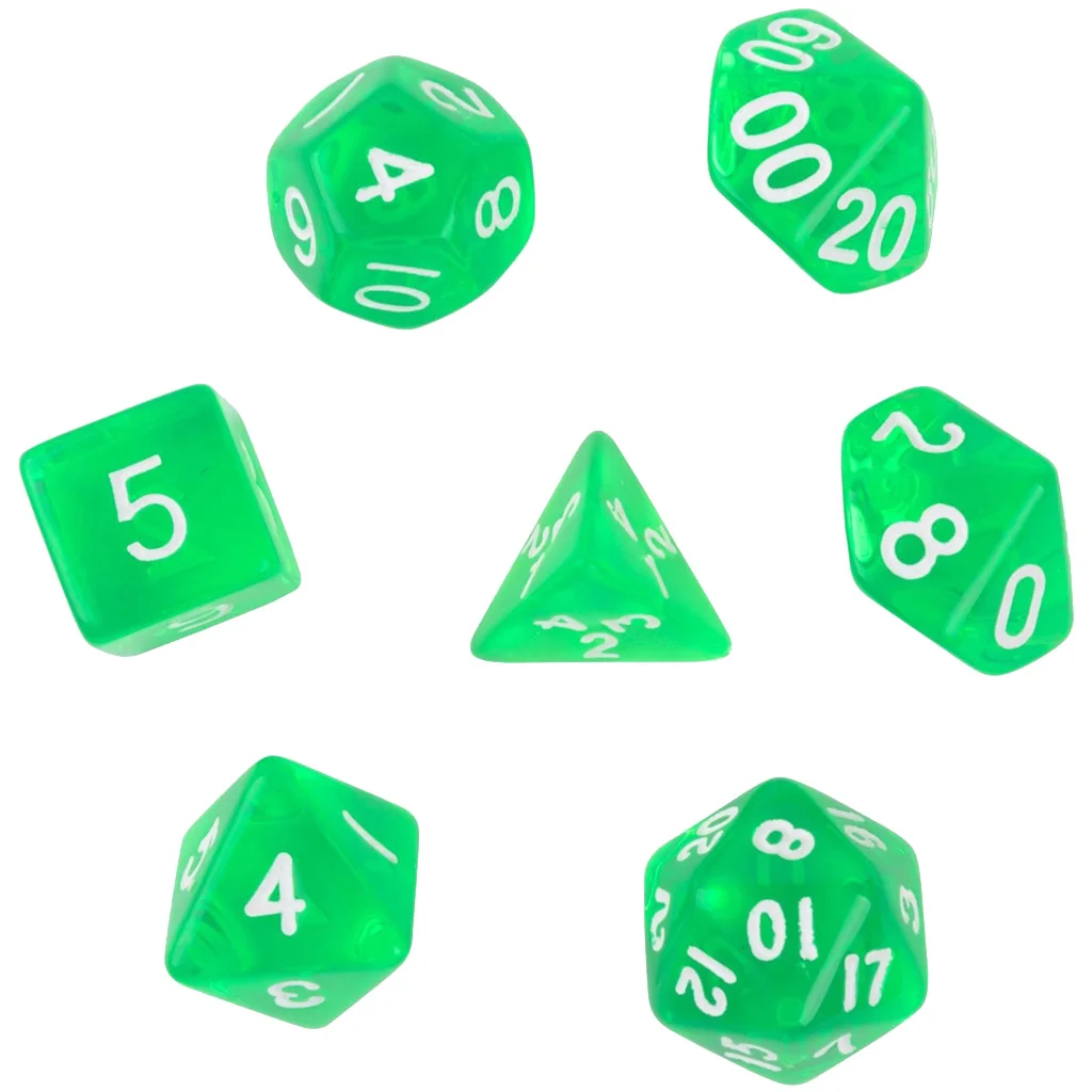 7Pcs Green D4 D6 D8 D10 D12 D20 Dice Set For  Game