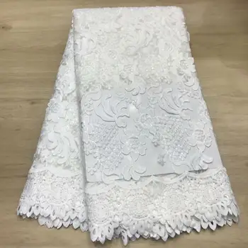 

New White African sequins organza lace 2019 high quality french lace embroidered tulle sequins lace fabric Bridal Nigerian lace
