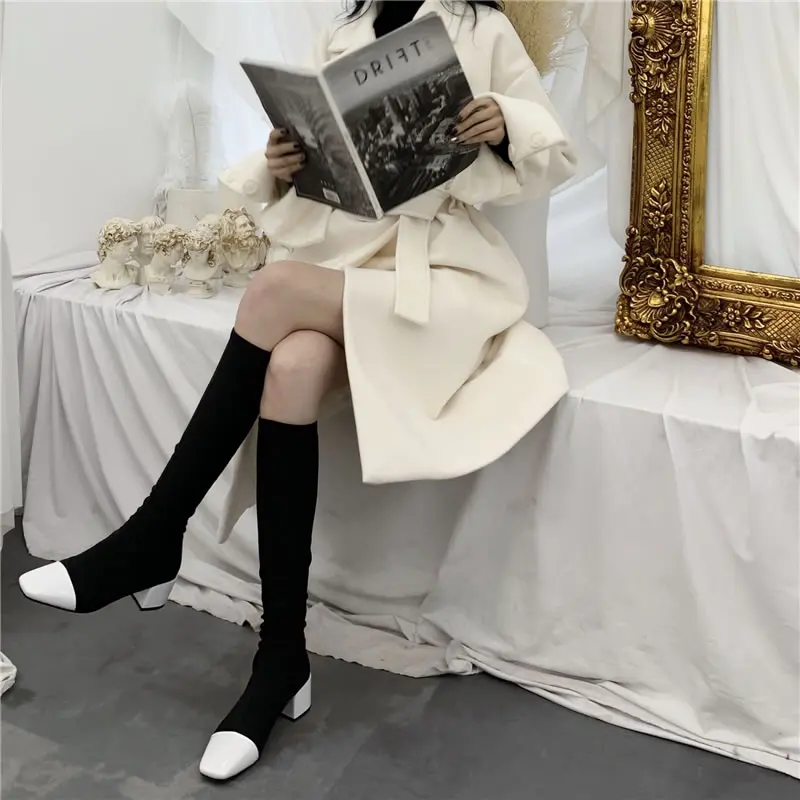 XITAO, длинные, женские, смешанные, модные, новинка, зима, широкая талия, отложной воротник, длинный рукав, бандаж, миноритарное повседневное пальто DMY1788