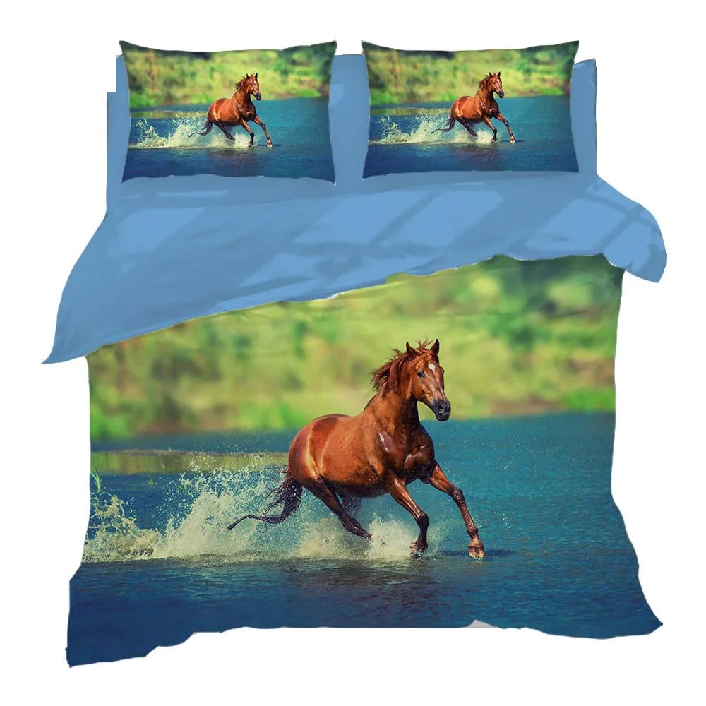 

Us twin size 3D print horse bedding set comforter cover for teenagers double bedspread 3pcs bedroom decoration free shipping new