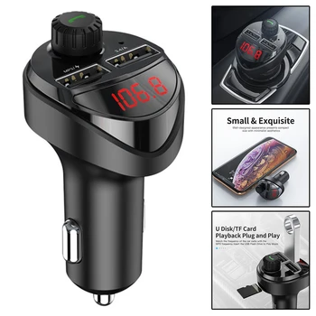 

Universal 87.5MHz-108.0MHZ Car Wireless 3.4A Dual USB Charger Hands-free Bluetooth AUX Audio FM Adapter Car Styling Accessories