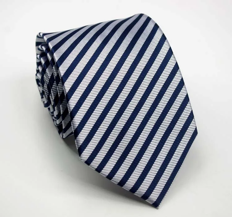 Men Formal Wear Business Tie Purplish Blue Sapphire Blue Striped Plaid Tie