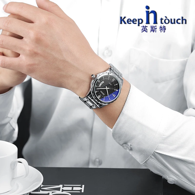 

Watch Men Fashion Auto Date Waterpoof Top Brand Mens Watches Calendar Noctilucent Metal Wristwatch With Gifts Box KEEP IN TOUCH