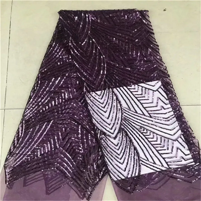

African 3D Sequins Lace Fabric 2019 High Quality Lace French Sequence Tulle Lace Nigerian Lace Fabrics For Wedding